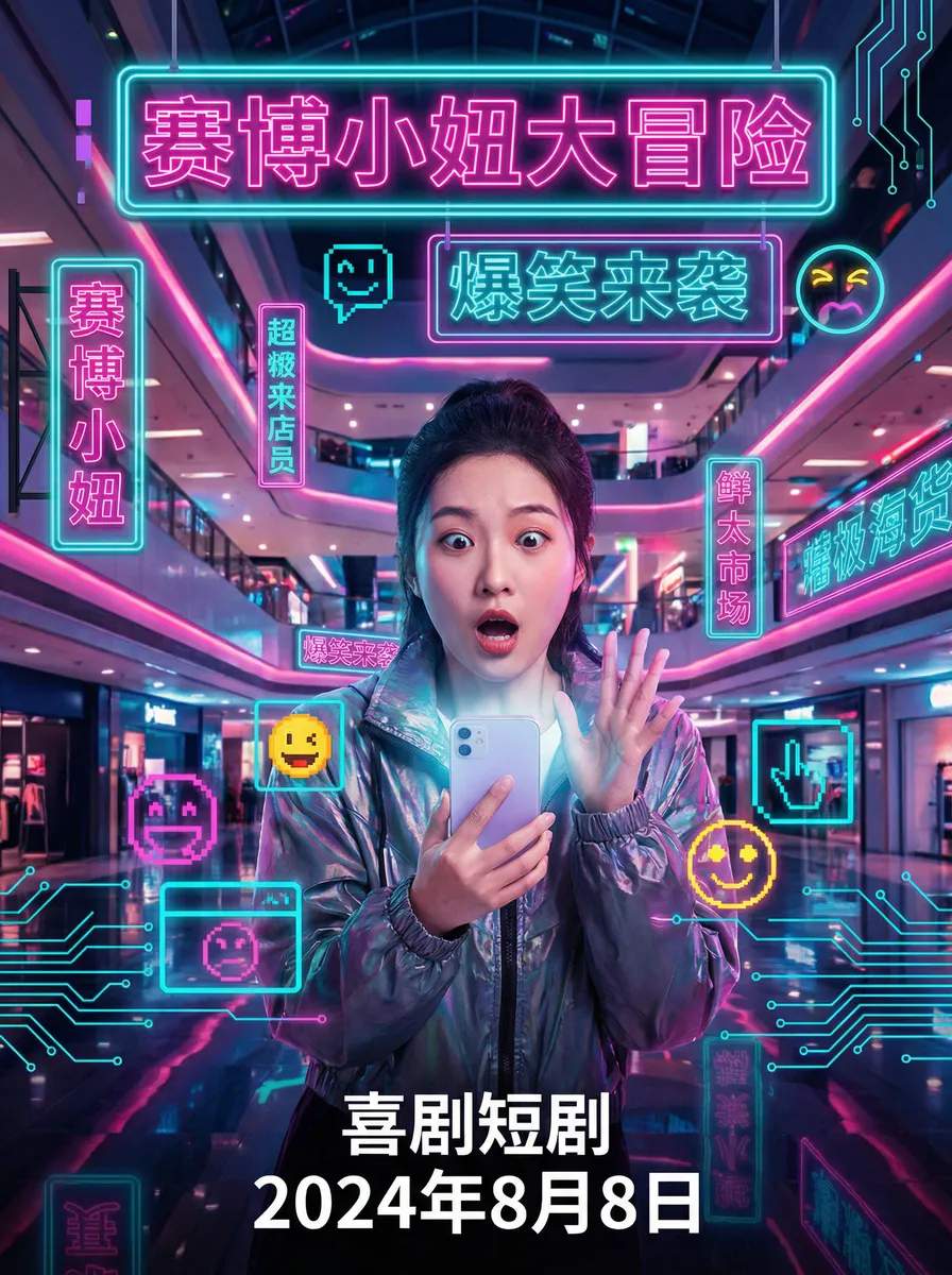 国色天香社区手机视频 搞笑喜剧短剧 - 赛博小妞大冒险海报